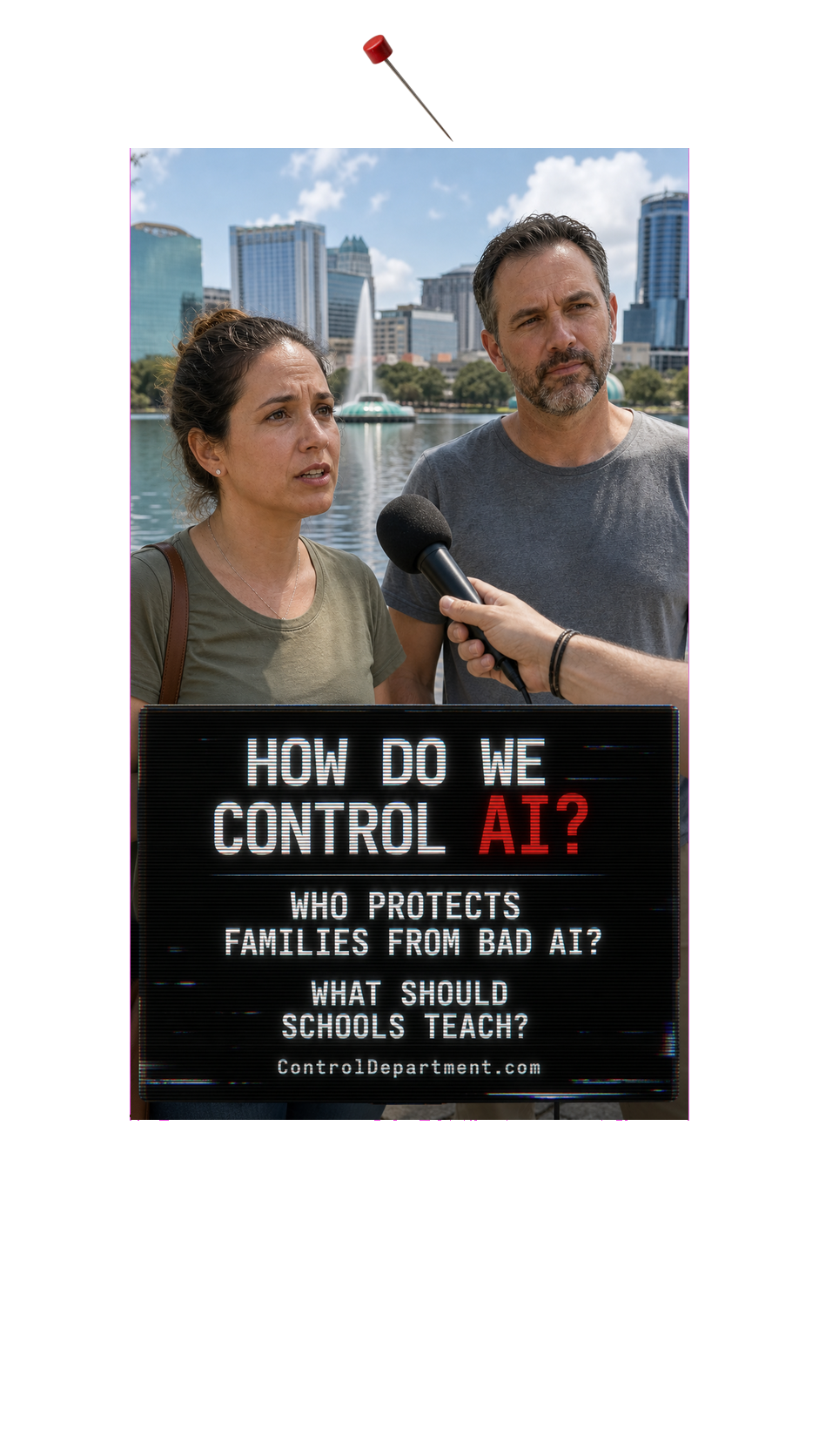 Generated vertical social interview near Lake Eola with a CRT lower third