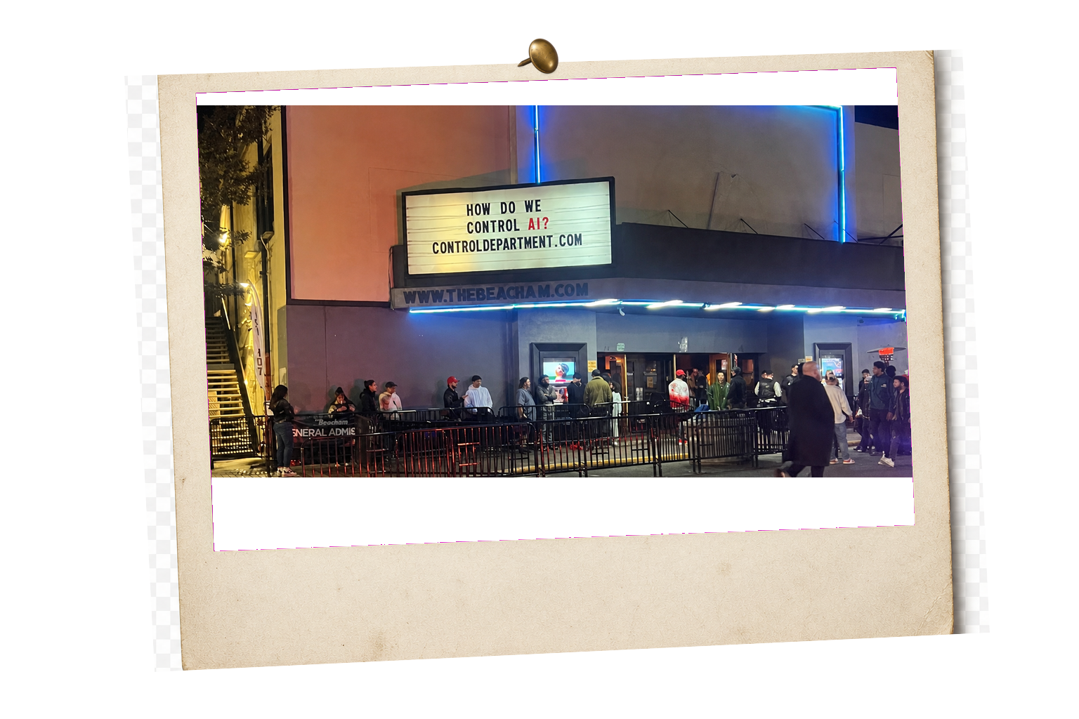 Generated campaign scene using individual changeable letters on The Beacham marquee