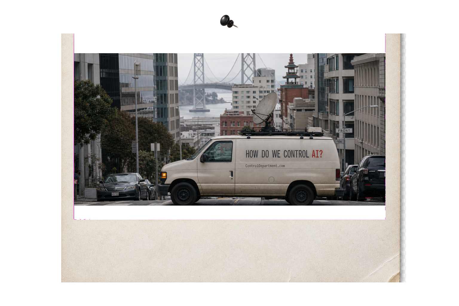 Generated surveillance-style campaign van in San Francisco